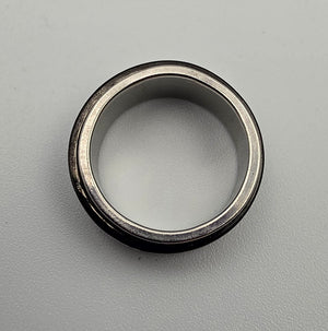 Black/Silvertone Engraved Spinner Ring Size 6.5