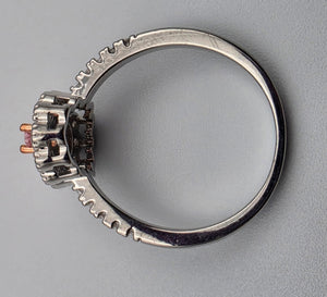 Silver Plated/Rose Gold Tone/Clear/Pink Rhinestone Ring Size 9.25