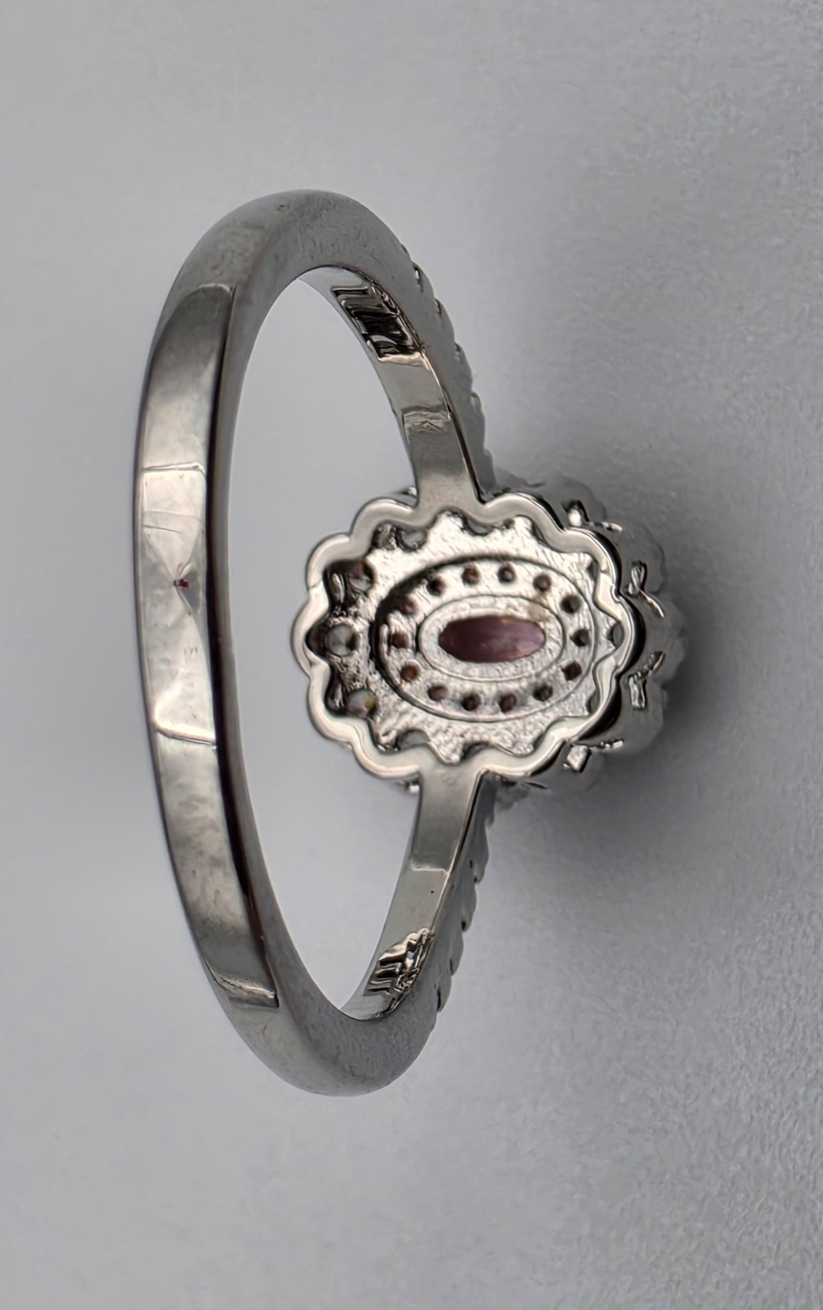 Silver Plated/Rose Gold Tone/Clear/Pink Rhinestone Ring Size 9.25