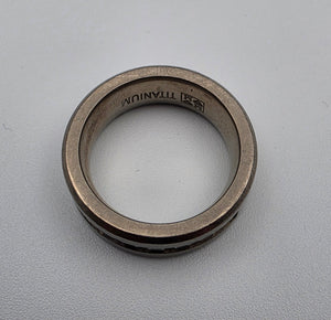 METAL MASTERS Titanium/Clear Cubic Zirconia Channel Set Band Ring Size 8