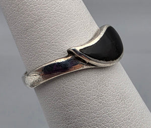 Sterling Silver/Inlaid Onyx Ring Size 5.5