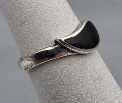 Sterling Silver/Inlaid Onyx Ring Size 5.5
