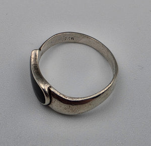 Sterling Silver/Inlaid Onyx Ring Size 5.5