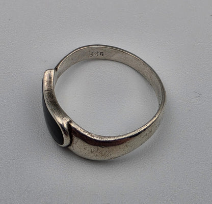 Sterling Silver/Inlaid Onyx Ring Size 5.5