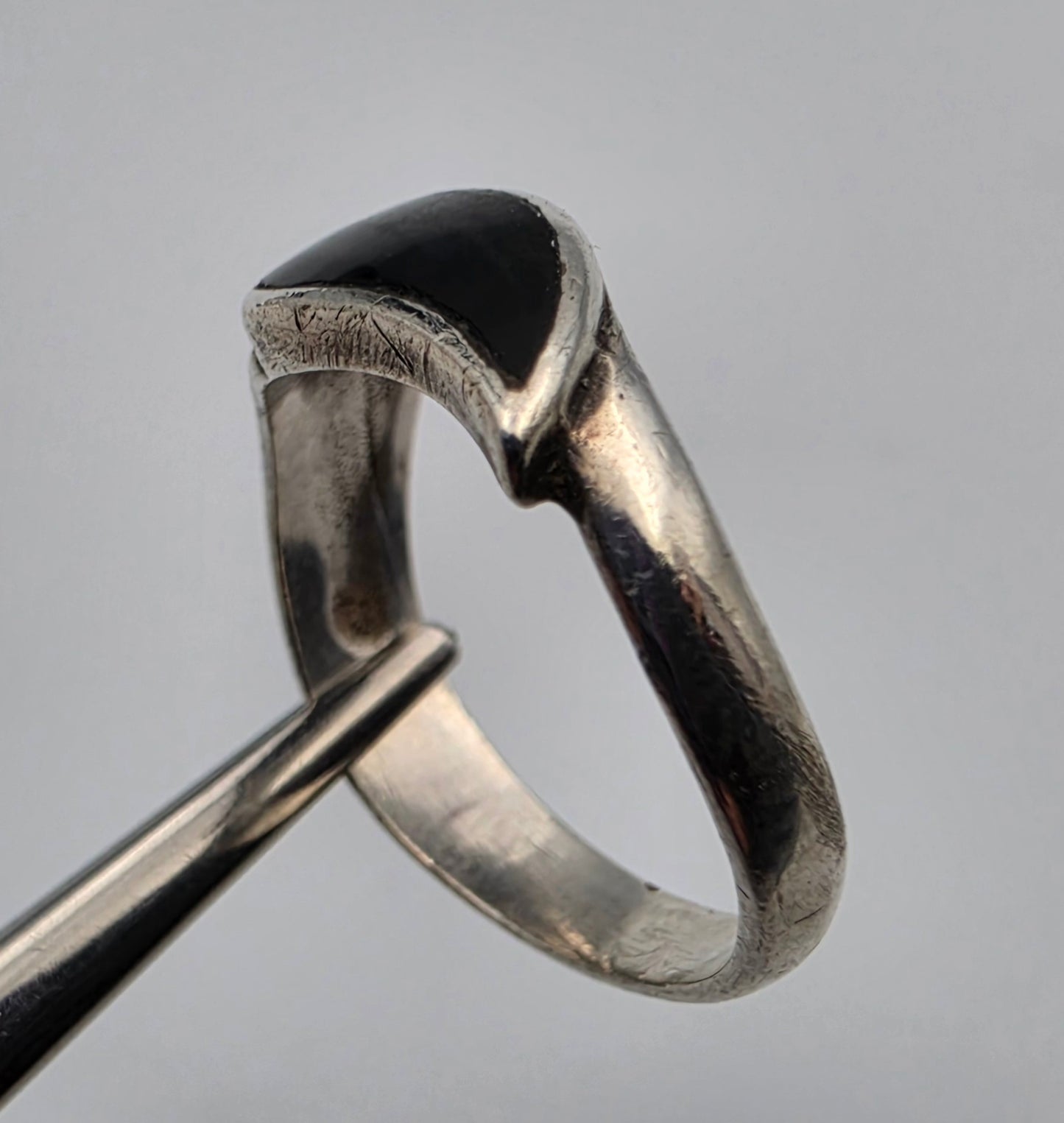 Sterling Silver/Inlaid Onyx Ring Size 5.5