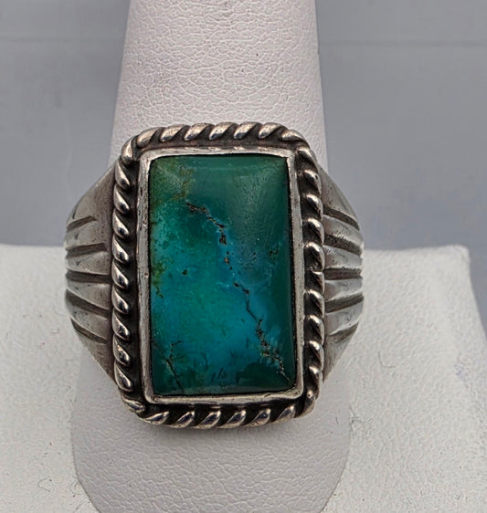 Sterling Silver/Blue Chrysocolla Statement Ring Size 10.75