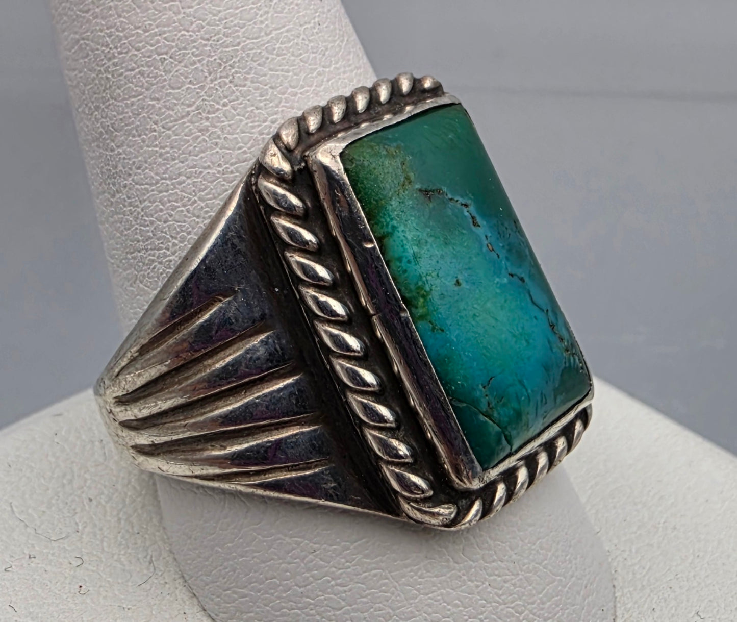 Sterling Silver/Blue Chrysocolla Statement Ring Size 10.75