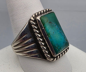 Sterling Silver/Blue Chrysocolla Statement Ring Size 10.75