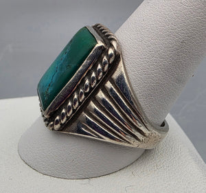 Sterling Silver/Blue Chrysocolla Statement Ring Size 10.75