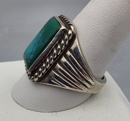 Sterling Silver/Blue Chrysocolla Statement Ring Size 10.75