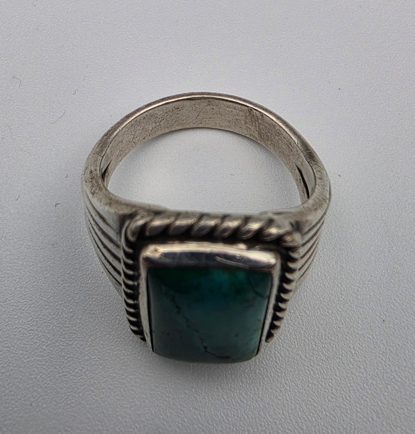 Sterling Silver/Blue Chrysocolla Statement Ring Size 10.75