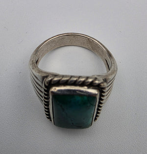 Sterling Silver/Blue Chrysocolla Statement Ring Size 10.75
