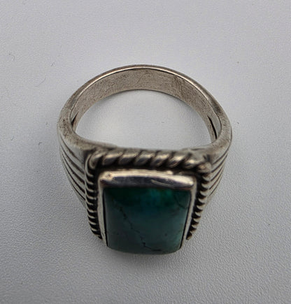 Sterling Silver/Blue Chrysocolla Statement Ring Size 10.75