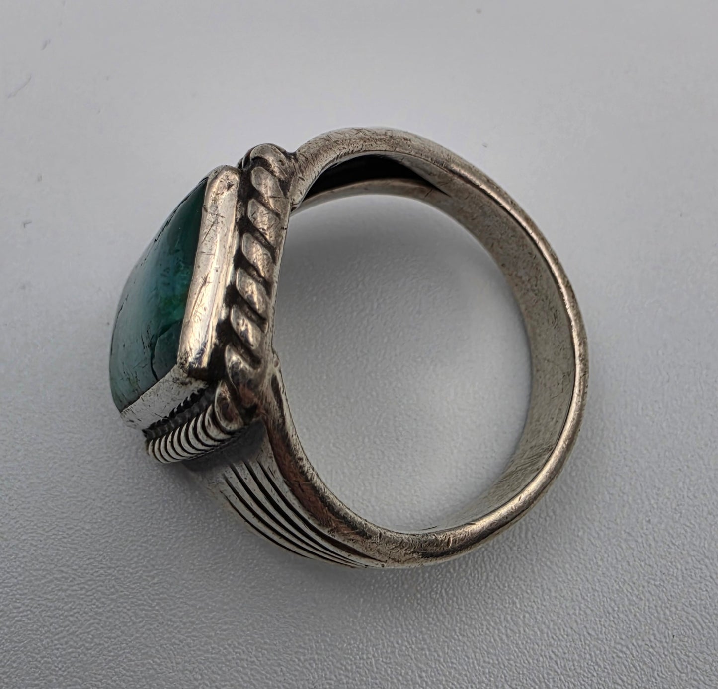 Sterling Silver/Blue Chrysocolla Statement Ring Size 10.75