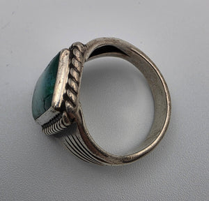 Sterling Silver/Blue Chrysocolla Statement Ring Size 10.75