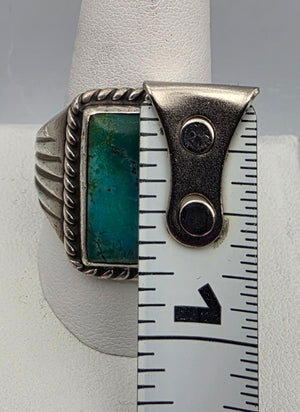 Sterling Silver/Blue Chrysocolla Statement Ring Size 10.75