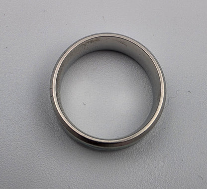 Paua Shell Inlaid/Silvertone Band Ring Size 9.25