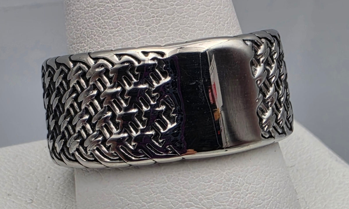 Stainless Steel Textured Band Ring Size 11.5