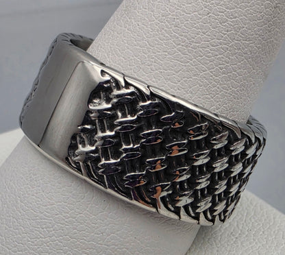 Stainless Steel Textured Band Ring Size 11.5