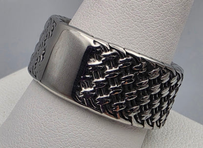 Stainless Steel Textured Band Ring Size 11.5