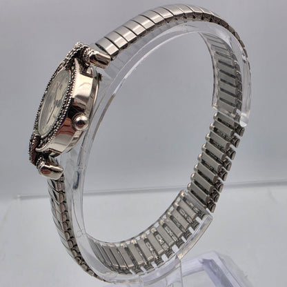 CACHÈ Silver Tone/Marcasite Stretch/Expandable Band Watch