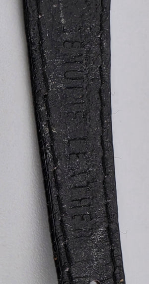 Faux Gold Coin/Black Leather Band Watch