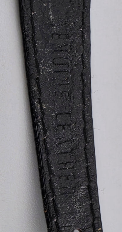 Faux Gold Coin/Black Leather Band Watch