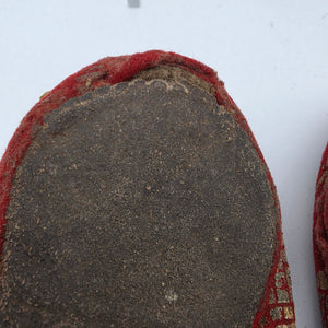 Red Felted Wool/Gold Painted Vintage 1930's-1940's Childs Christmas House Slippers