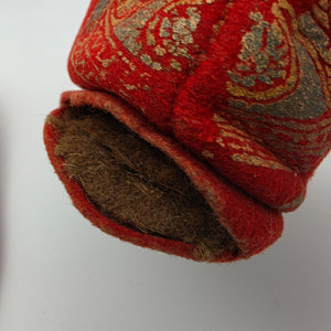 Red Felted Wool/Gold Painted Vintage 1930's-1940's Childs Christmas House Slippers