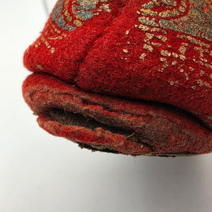 Red Felted Wool/Gold Painted Vintage 1930's-1940's Childs Christmas House Slippers