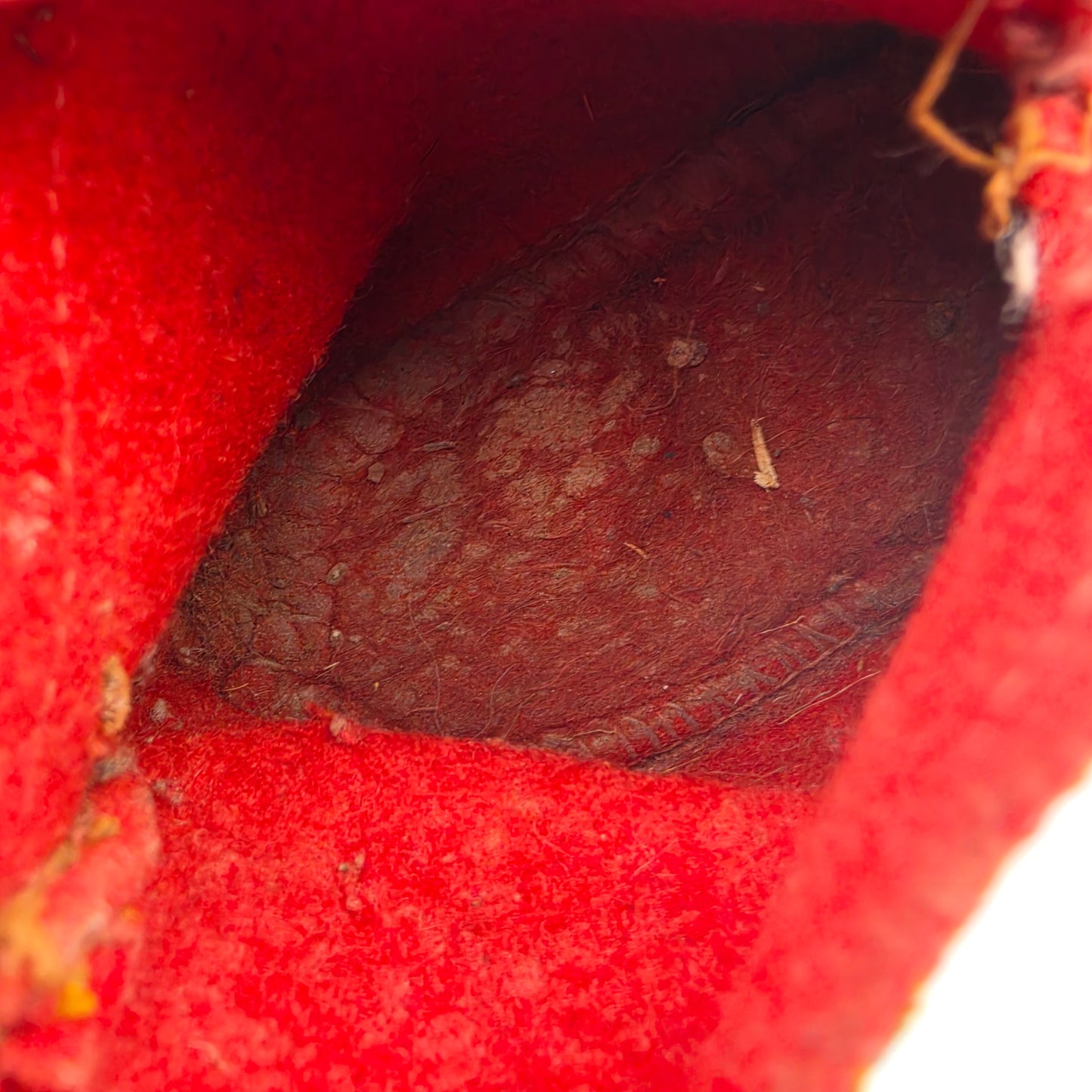 Red Felted Wool/Gold Painted Vintage 1930's-1940's Childs Christmas House Slippers
