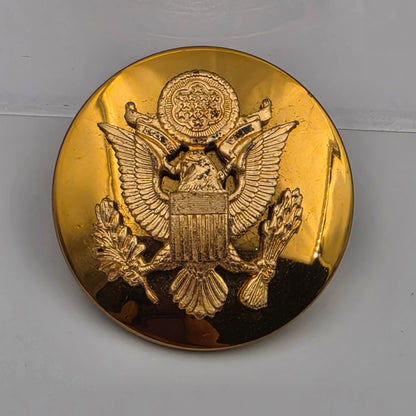 WWII US ARMY Gold Tone Enlisted Service Visor/Hat Cap Front Emblem