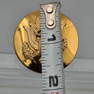 WWII US ARMY Gold Tone Enlisted Service Visor/Hat Cap Front Emblem