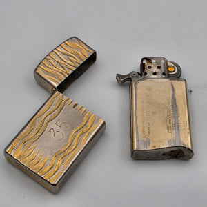 1976 ZIPPO Vintage Two Tone Gold Flame Design/Engraved/Flip Top/Windproof Lighter