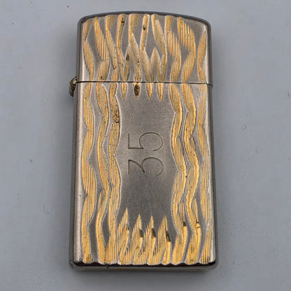 1976 ZIPPO Vintage Two Tone Gold Flame Design/Engraved/Flip Top/Windproof Lighter