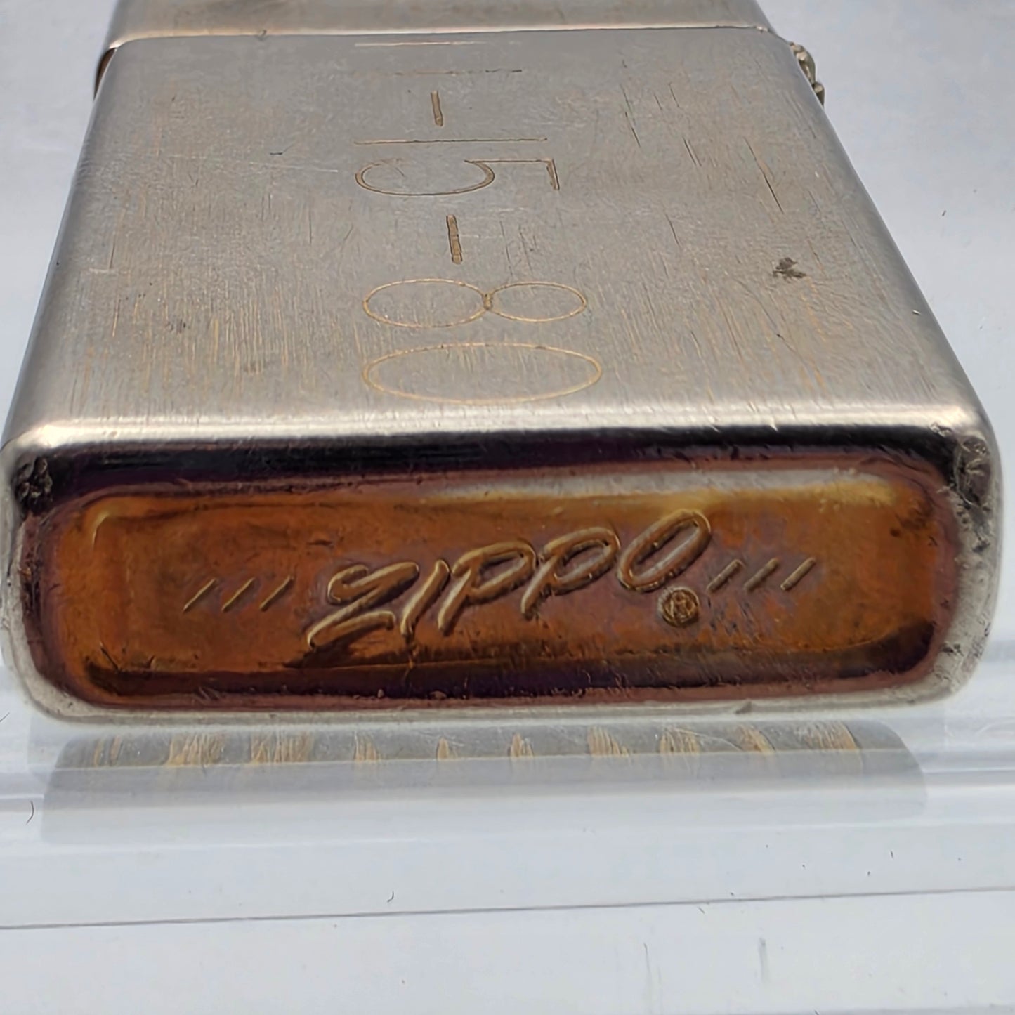 1976 ZIPPO Vintage Two Tone Gold Flame Design/Engraved/Flip Top/Windproof Lighter