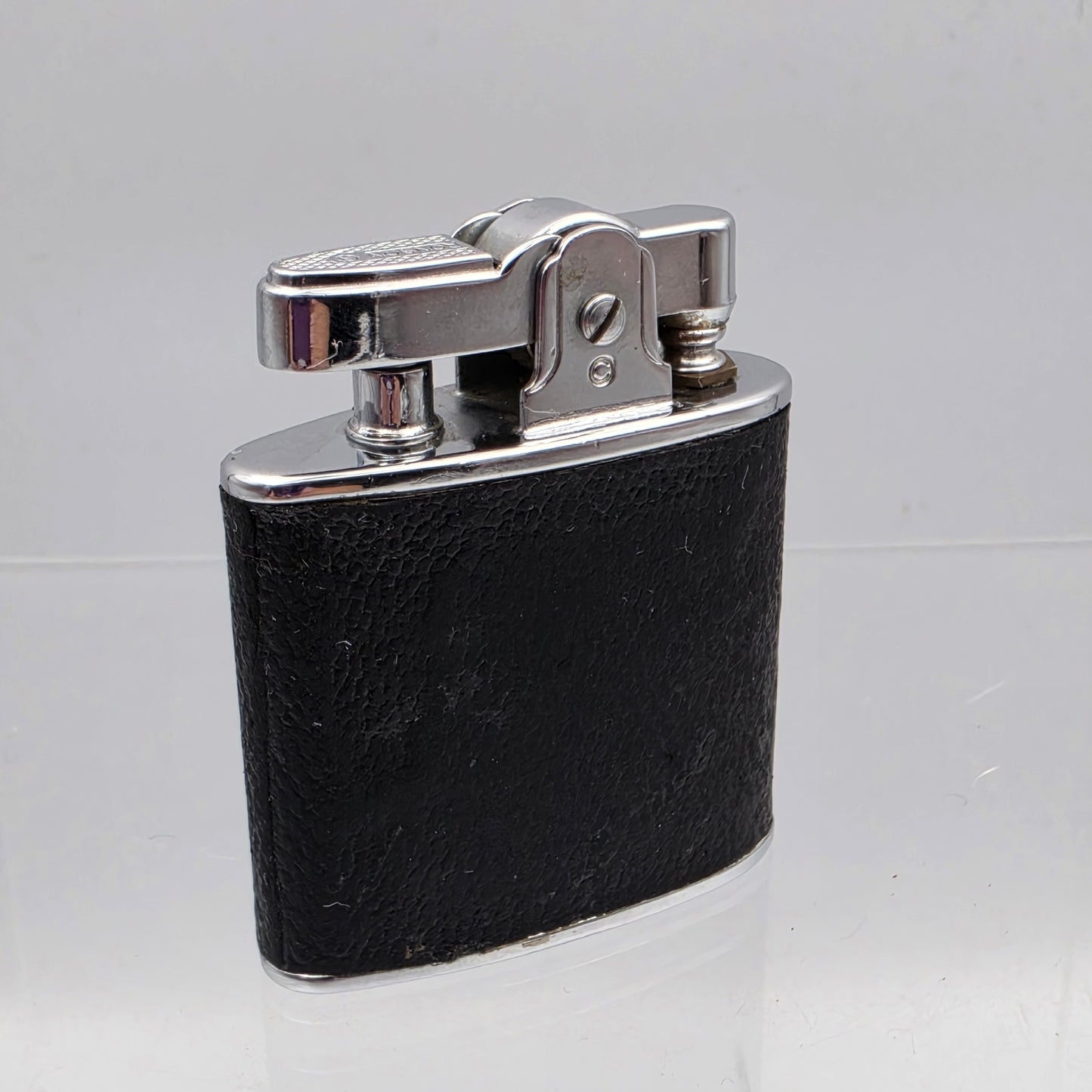 Black Leather Wrapped Ronson Standard Petrol Vintage 1930's-1940's Lighter