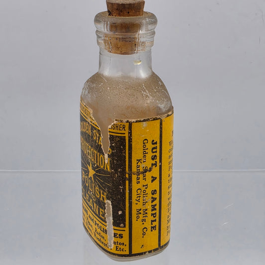 GOLDEN STAR PROTECTION Pre 1930 Antique Cleaning and Polishing Bottle With Original Cork