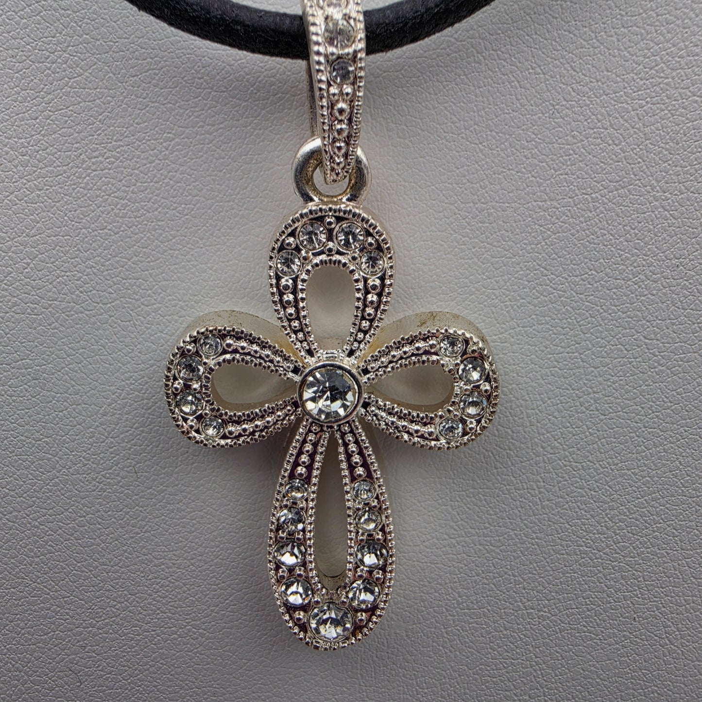 PREMIER DESIGNS Silver Tone/Crystal Rhinestone Looped Cross Pendant