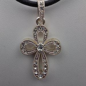 PREMIER DESIGNS Silver Tone/Crystal Rhinestone Looped Cross Pendant