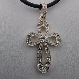 PREMIER DESIGNS Silver Tone/Crystal Rhinestone Looped Cross Pendant