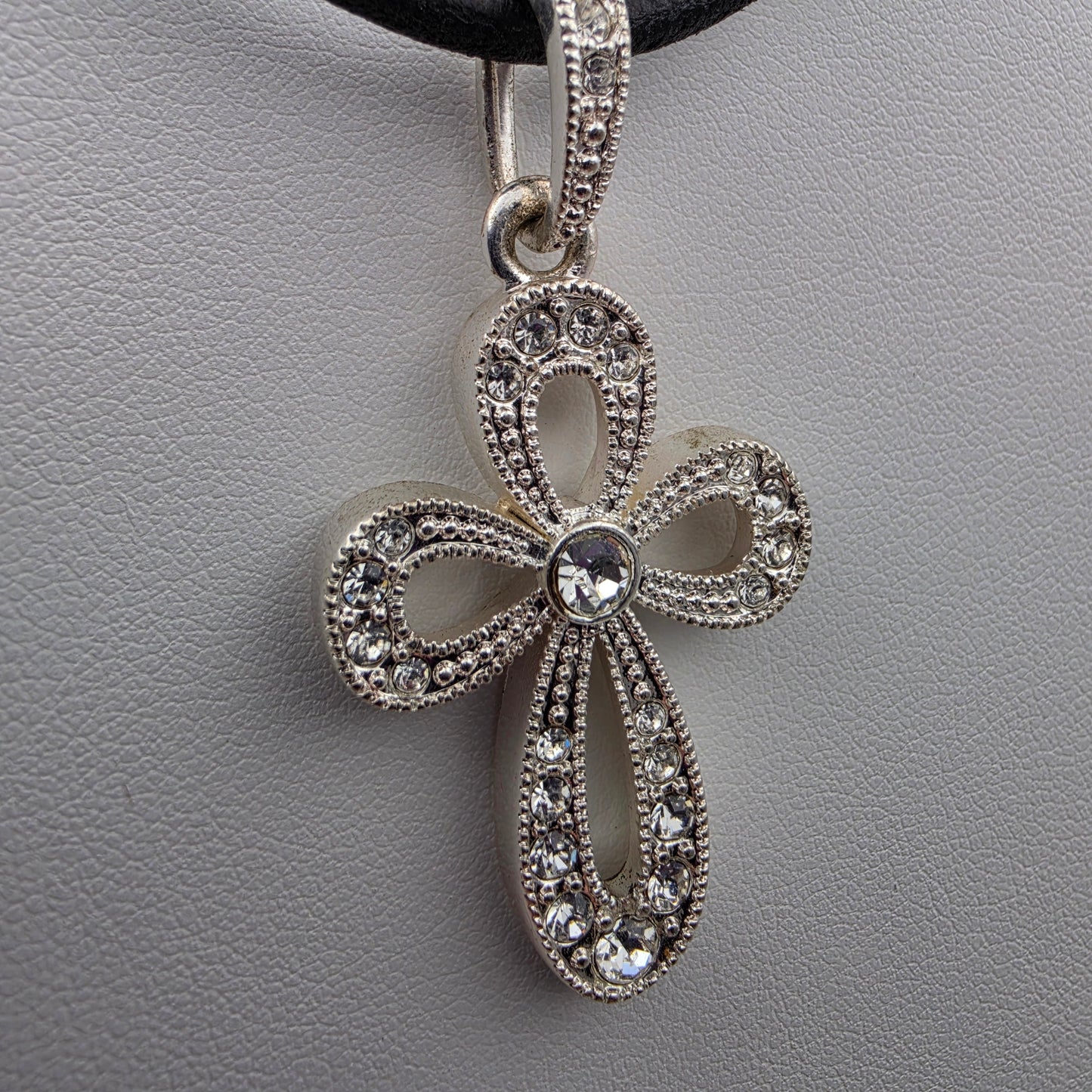 PREMIER DESIGNS Silver Tone/Crystal Rhinestone Looped Cross Pendant