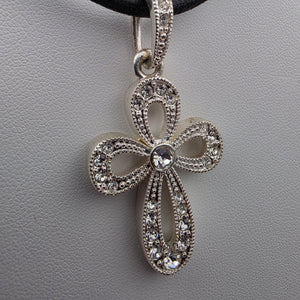 PREMIER DESIGNS Silver Tone/Crystal Rhinestone Looped Cross Pendant