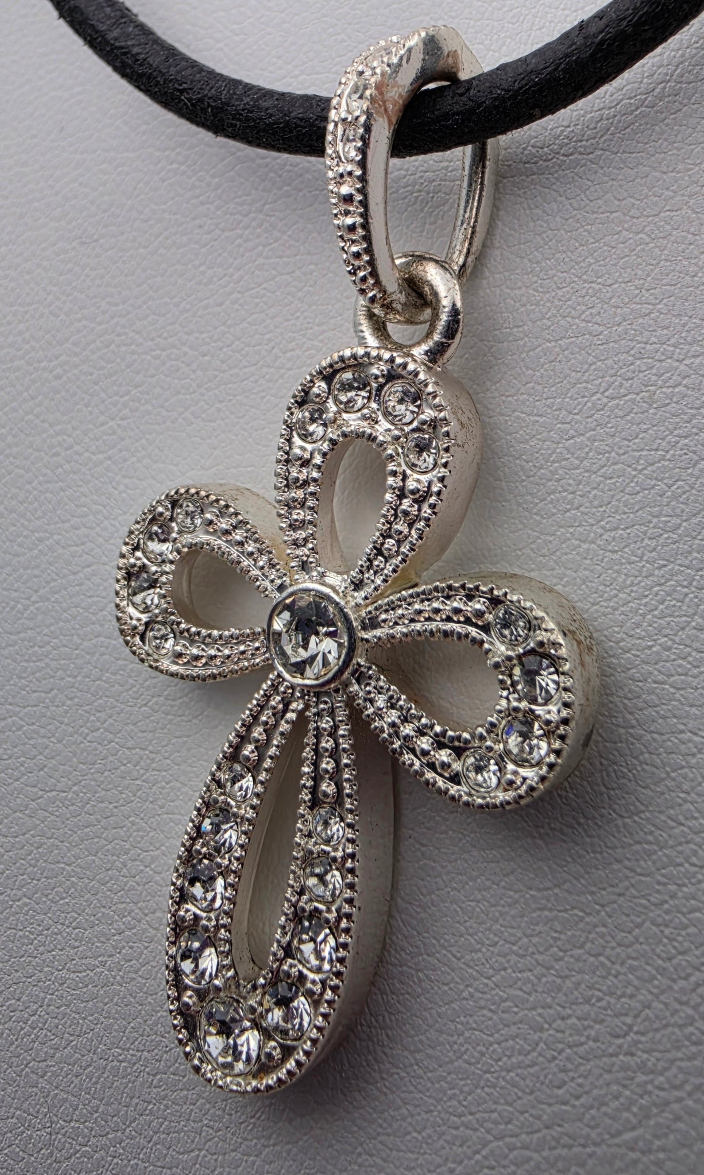 PREMIER DESIGNS Silver Tone/Crystal Rhinestone Looped Cross Pendant