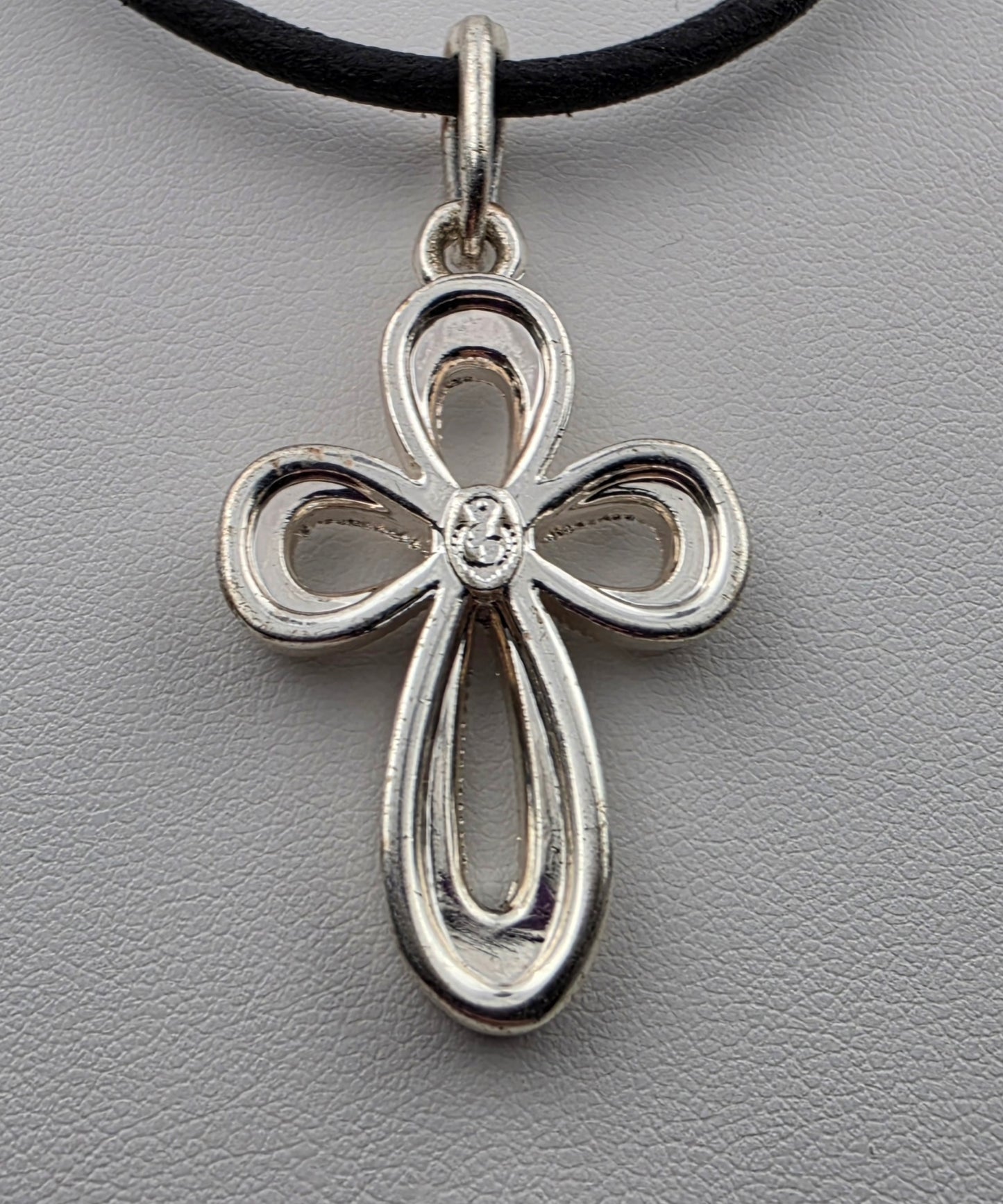 PREMIER DESIGNS Silver Tone/Crystal Rhinestone Looped Cross Pendant