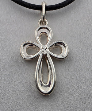 PREMIER DESIGNS Silver Tone/Crystal Rhinestone Looped Cross Pendant