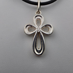 PREMIER DESIGNS Silver Tone/Crystal Rhinestone Looped Cross Pendant