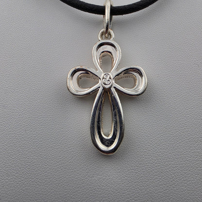 PREMIER DESIGNS Silver Tone/Crystal Rhinestone Looped Cross Pendant
