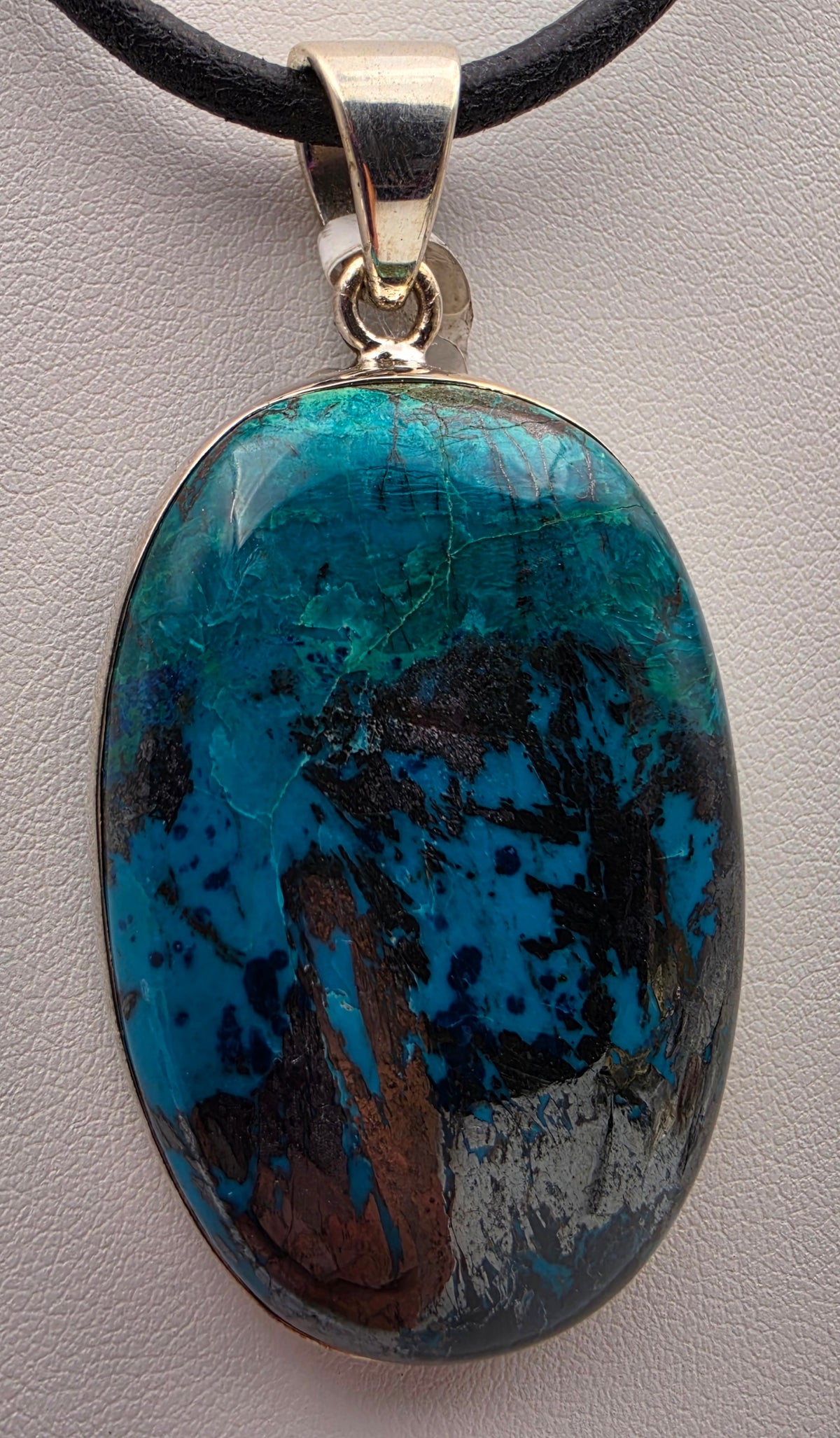 Shattukite/Sterling Silver Oval Statement Pendant