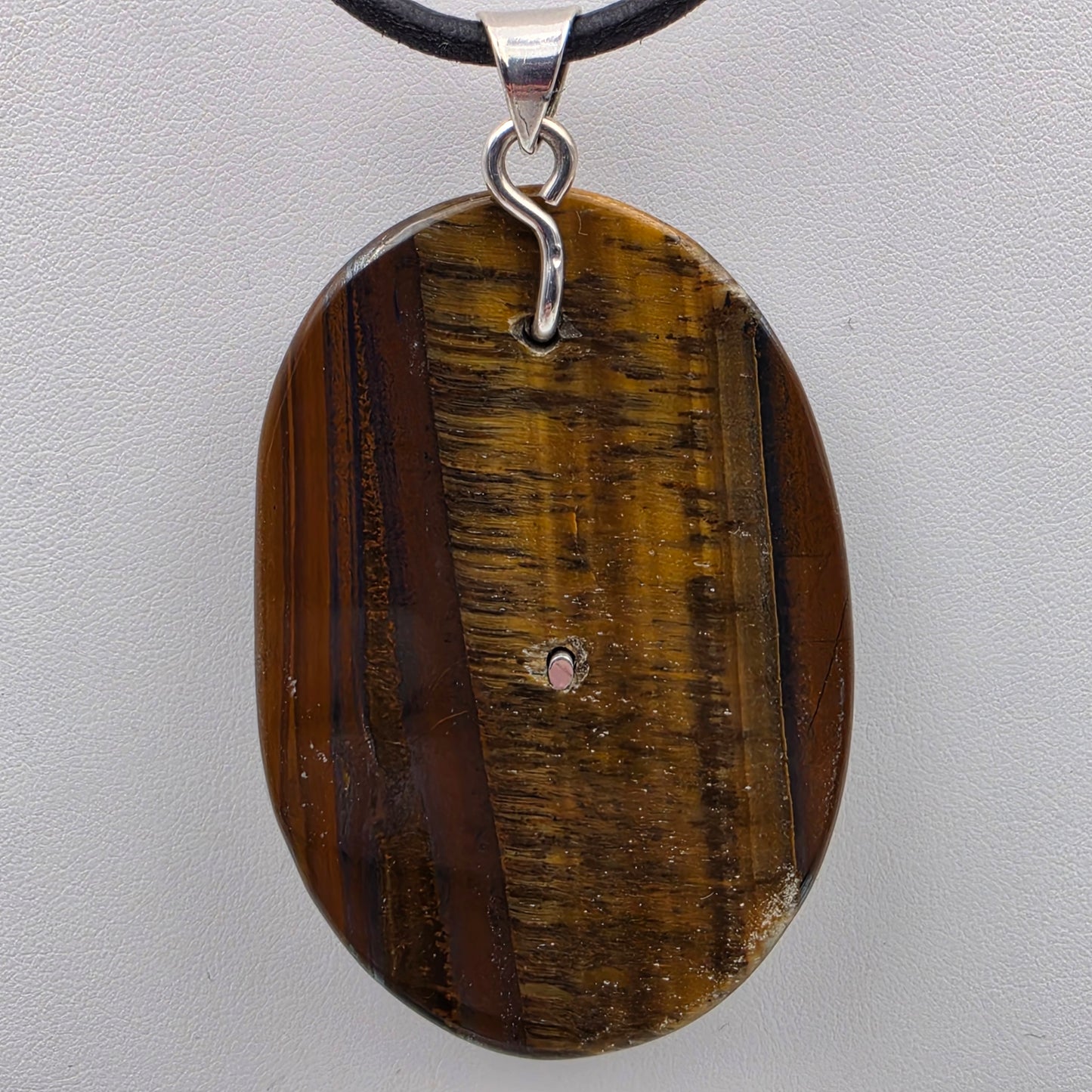 Tigers Eye/Sterling Silver/Leaping Panther 3" Statement Pendant